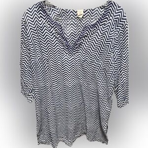Yala Navy and White Chevron Blouse